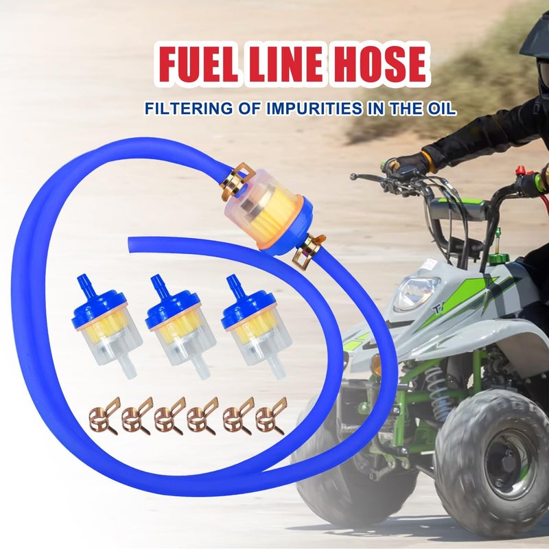 HOOUP Dirt Bike Gas Fuel Line Hose Fuel Filter for 50cc 110cc 125cc TaoTao Coolster Apollo GY6 Motorcycle Pit Bike Motocross Pocket Bike Chinese Atv Four Wheeler Moped Scooter Quad Go Kart Parts Blue - Image 2